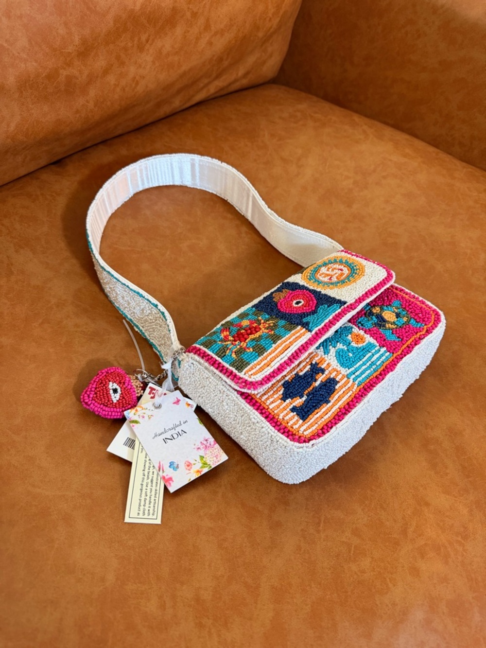 Viral TJ Maxx Beaded Crab Evil Eye Bag Made in India Colorful TikTok Trend Purse - Picture 4 of 15